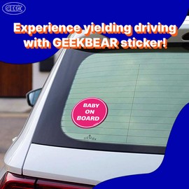 GEEKBEAR Baby on Board Sticker for Cars (Hot Pink - 2 Pack) - Baby on Board - No Magnet or Suction Cup - Baby on Board Safety Sign - Cute and Funny Baby in Car Sticker Decal for Window Bumper