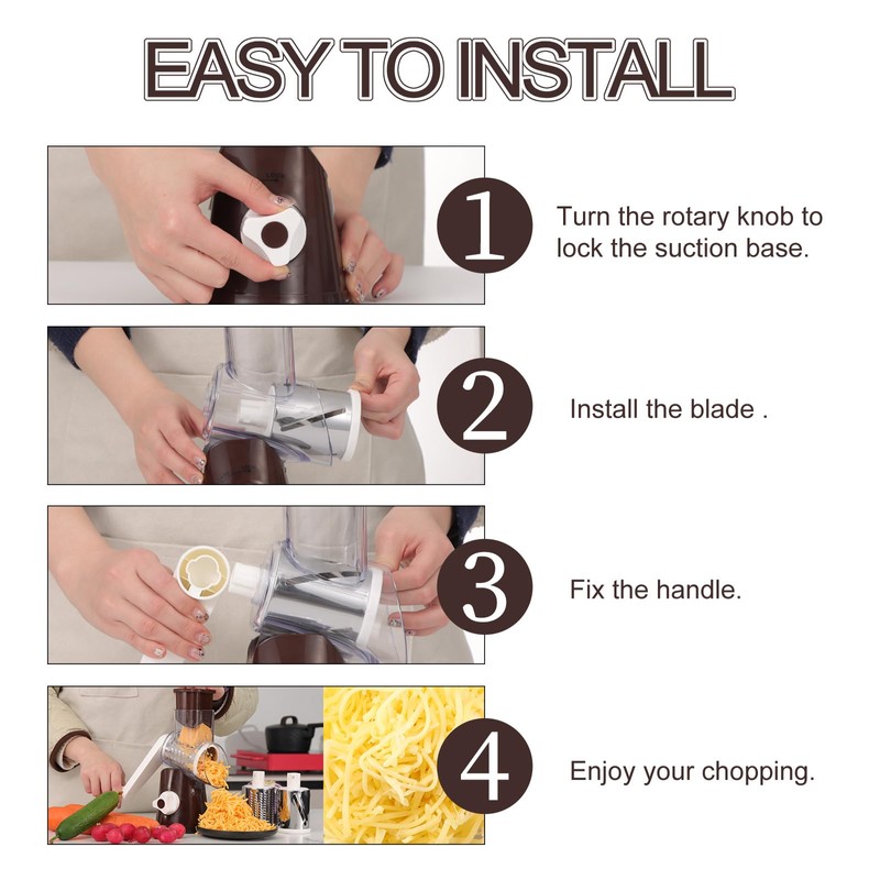 Ourokhome Rotary Cheese Grater Hand Crank, Kitchen Shredder Speed Mandolin