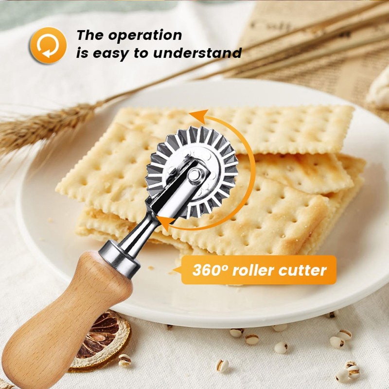 Pasta Cutter Wheel,Ravioli Stamp Cutter with Roller Zinc Alloy Noodle