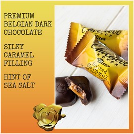 Chocolove Salted Caramel Chocolate Bites | 55% Cocoa | Silky Caramel with a Hint of Salt | Made with Premium Belgian Chocolate | Non-GMO, & Gluten-Free, 3.5 oz Pack (8 Pack)
