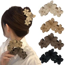 Surviguard Pack of 4 Flower Claw Clips, Non-Slip Matte Flower Claw Clips, Large for Women, Flower Hair Clip for Thick Hair, Flower Hair Clips Women for Girls Used