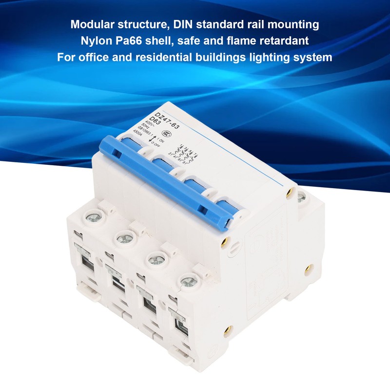 4P Miniature Circuit Breaker DIN Rail Mount Low Voltage Overload