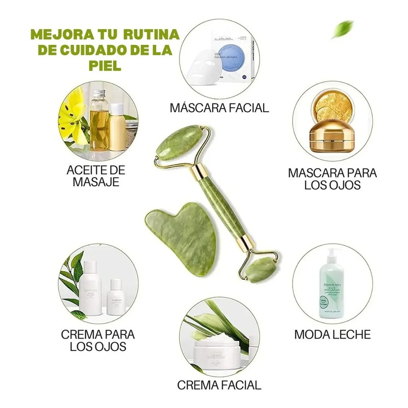 Rodillo Facial Jade Masaje Tonifica Rostro Anti Arrugas F