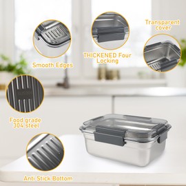 Yomjarl Cheese Container for Refrigerator,Cheese Stainless Steel Container with Lids,Deli Meat Saver,Shredded Cheeses Storage Containers for Fridge,Stackable Kitchen Keeper,Sliced Cheddar Holder