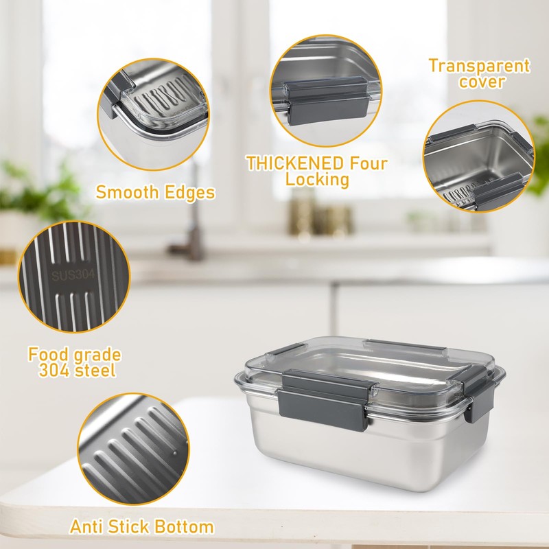 Yomjarl Cheese Container for Refrigerator,Cheese Stainless Steel Container with Lids,Deli