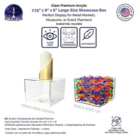 6 Pack Clear Acrylic Display Box with One Open Side No Lid 7.75" x 8" x 6" Inch Versatile Plexiglass Merchandise Storage Bin or Retail Product Riser by Marketing Holders