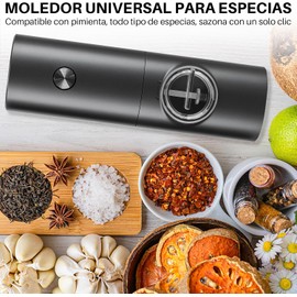 AXIDUN Molino de Pimienta Eléctrico,Molinillo Eléctrico de Sal y Pimienta de Gravedad,Molinillo de Pimienta Automático con Aspereza Ajustable, Funciona con Pilas, luz LED Azul