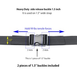 BOSWOAK Side Release Buckles,Heavy Duty Dual Adjustable Plastic Buckle Snaps Clips Backpack Belt Buckle Replacement, Black, 1.5inch-2Sets