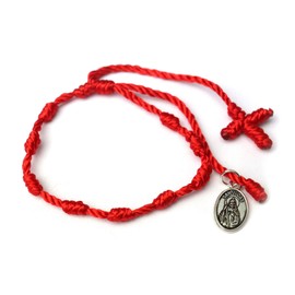 CMID My Saint Jude Red Medal Prayer Rosary Protection for Men Women Religious Bracelet Denary and a Cross/San Judas Tadeo Medalla Pulseras Rojas Religiosas Rosario Proteccion Mujer Hombre