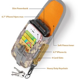 SOWHUP Tactical Molle Pouch Cell Phone Pouch Holster Small Utility EDC Pouch Gadget Organizer Bag with D-Ring Clip and U.S.A Flag Patch (ACU2)