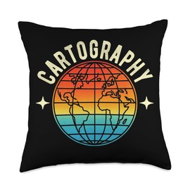 Retro World Map Vintage Sunset World Globe Cartography Throw Pillow