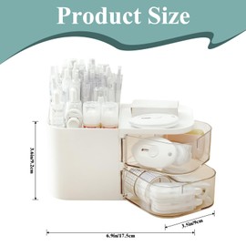 HOSTK Desk Organizer with 2 Drawers, Desk Organizers and Accessories, Makeup/Cosmetic Organizer Box, Multi-Functional Pencil Pen Holder for Desk, Desktop Organizers for Office Supplies Home School