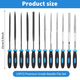 13-Piece File Set - High Quality Mallorca Files for Wood and Metal - Includes Key Files and Diamond Files, Ideal for Workshop and DIY, with Practical Storage Bag