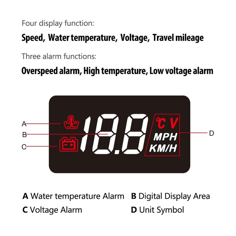 3.5" Car HUD Head Up Display with OBD2/EUOBD Interface Plug