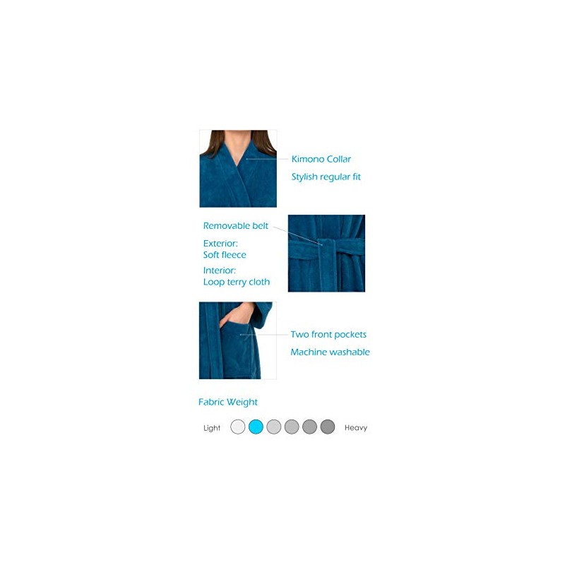 TowelSelections Women's Robe, Fleece Cotton Terry-Lined Water Absorbent Bathrobe Medium/Large