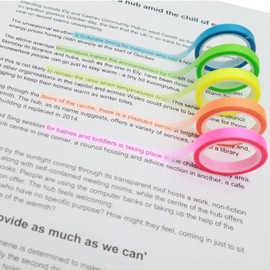 5 Rolls Waterproof Colorful Transparent Sticker Self-Stick Notes Page Marking Sticker, Each Length 5M (8mm)