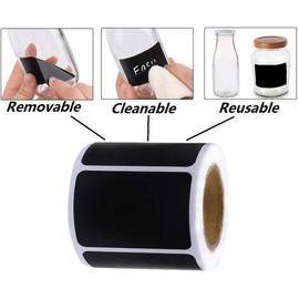 Chalkboard Labels,300Pcs Waterproof Reusable Blackboard Stickers Kit for Kitchen Organize with 1 White Chalk Pen Removable Label Sticker to Decorate Your Pantry Storage Office (Rectangle)