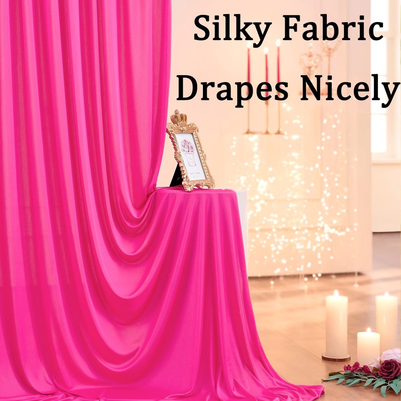 20ftx10ft Wrinkle Free Fuchsia Backdrop Curtains for Parties, Thick Polyester
