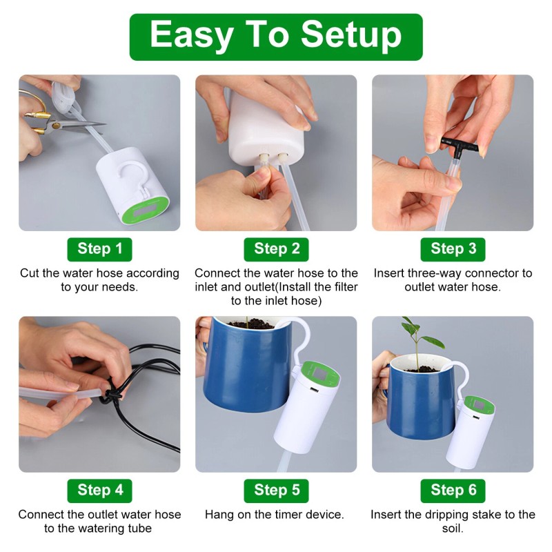 iMounTEK Rechargeable Automatic Watering Irrigation System With Timer Pump For