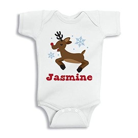 TATY Kids Reindeer Jasmine Christmas Baby Infant One Piece Bodysuit 18 Months White
