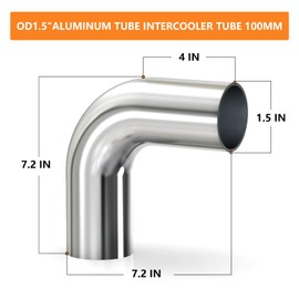 GASHER 1PCS 90 Degree Elbow Aluminum Alloy Tube 1.5"OD, Leg Length 4" (100mm), Intercooler Pipe For intake and cooling systems