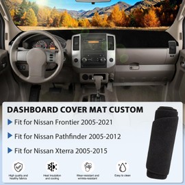 FETUSI Dashboard Cover Mat Compatible with Nissan Frontier 2005-2021 Accessories Dash Cover Non-Slip Dash Mat Sunshade Anti-Glare Protector Pad Carpet