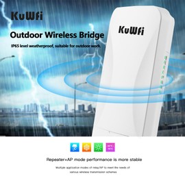 KuWFi Point to Point Gigabit Wireless Bridge 5.8G 900Mbps 1Gbs LAN Ports Long Range CPE Bridge Network Extend Outdoor 3KM/1.86Miles to of Shop, Barn,Farm and CCTV Connection