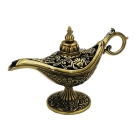 Honoro Vintage Legend Aladdin Magic Genie Lamp - Metal Carved Wishing Light for Home Wedding Party Tabletop Decoration Delicate Gift,Medium Bronze