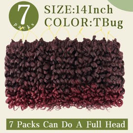 7 Packs Curly Crochet Hair for Black Women 14 Inch GOGO Curl Crochet Hair Burgundy Deep Ocean Wave Crochet Hair Synthetic Bohemian Crochet Braids(14 inch, TBUG)