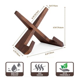 Rumcnjen Cookbook Stand for Kitchen, Recipe Book Holder for Kitchen Counter, Wooden Cookbook Holder, Rustic Cook Book Holder Stand, Multifunctional Farmhouse Style Decor Display Stand - Brown