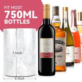 Marble Wine Chiller for Bottle,Wine Chiller Bucket,Wine Cooler Bucket for Any 750ml Bottle Champagne Chiller for Parties,Wine Bottle Chiller,Wine Bottle Cooler,Wine Gifts for Women Man (White)