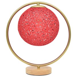 Round Vine Ball Table Lamp Romantic Decorative Night Light for Wedding Bedroom Red