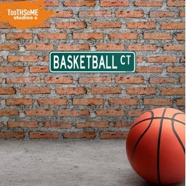 Basketball Court Funny Street Sign 16" x 4" Sports Bar Game Room Home Man Cave Decor (BasketballStreet)