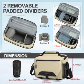 RAINSMORE Camera Bag, Small Waterproof Camera Sling Bag DSLR/SLR/Mirrorless Camera Case with Tripod Holder & Rain Cover Compact Crossbody Camera Bags for Photographers Everyday Shoulder Bags, Khaki
