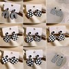 Acrylic Checkerboard Earring Geometric Black White Striped Checkered Dangle Drop