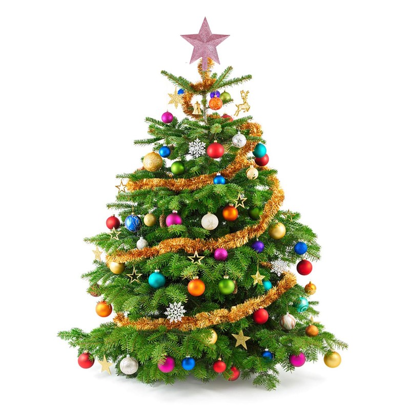 2 Pack Glittered Small Christmas Tree Topper Xmas Mini Star