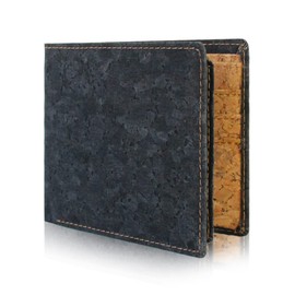 boshiho Men's Cork Wallet with RFID Protection - Vegan Cork Wallet, 7 Card Slots, Coin Compartment, Slim Wallet Made of Cork Leather, Minimalist, Ecological, Sustainable, Black (black-1), rfid wallet