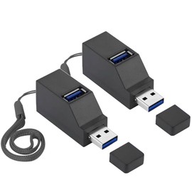 OUQYLG Divisor de puerto USB, 3 puertos USB 2.0 Hub Dock [2 paquetes] Mini concentrador USB, 3 puertos 3.0 Hub USB de alta velocidad Plug and Play, adaptador divisor USB portátil para PC, laptop, color negro