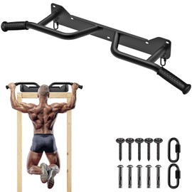 SELEWARE Heavy Duty Wall Mounted Doorway Pull Up Bar Multifunctional Joist Mount Chin Up Bar with Resistance Band Hooks for Home Gym Workouts, Fully Welded Steel Construction Support to 600LBS