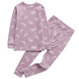 Owlivia 100% Organic Cotton Baby Long Sleeve Pajama Sets,Toddler Boy Girl 2-Piece Sleepwear （3T, Feather Mauve）