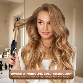 Curling Iron, 2 in 1 Hair Straightener and Curler, 1.25 Inch Ceramic Curling Wand with Adjustable Temperature, Dual Voltage for All Hair Types, Anti-Tangle for Long-Lasting Curls and Straight