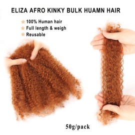Afro Kinkys Bulk Human Hair Extension for Twist, Braiding, Repaid Locs,Locks, Dreadlocks,4C Curly Afro Kinky Bulk Human hair Extension for black women,50g(12",30)