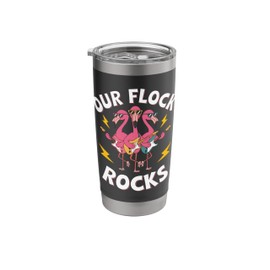 Our Flock Rocks Flamingo Guitar Pink Flamingo Costume Adult Stainless Steel Insulated Tumbler