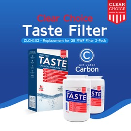 Clear Choice Taste Filter Replacement for GE MWF GWF Filter Compatible with WF287 EFF-6013A FMG-1 FMG1 Refrigerator Water Filter, NSF/ANSI 42, Box of 2, Made in the USA