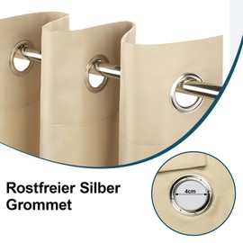 Clothink Outdoor Curtain Weatherproof Wind Protection - 132 x 215 cm Beige with Eyelets Top and Bottom - Waterproof Privacy Screen Sun Protection for Balcony Patio Porch Pergola Garden Arbour