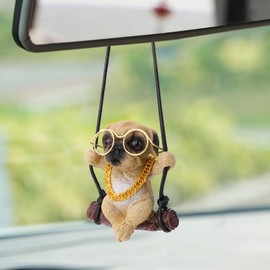 Lovely Swinging Pug Car Pendant, Cute Pug Car Rearview Mirror Hanging Ornament Dog Auto Interior Home Decoration Accessories Birthday Gift for Family and Friends Birthday Gift for Family and Friends