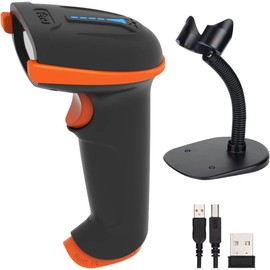 Tera D5100 Barcode Scanner 1D 2D QR Wireless 2.4GHz + Wired USB 2.0 Wired Handheld Scanner Bar Code Reader with Stand Holder 5 Mil Resolution 100 m Range