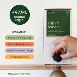 ATTITUDE Nourishing Hair Shampoo with Essential Oils, EWG Verified, Plant and Mineral-Based Ingredients, Vegan Beauty Products, Bergamot and Ylang Ylang, Bulk Refill, 67.6 Fl Oz