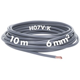 10 m Lapp 4520064 H07V-K 6 mm² Grey I Wiring Cable I Flexible Wire Cable PVC Single Core I Stranded 6 mm2 I Wiring