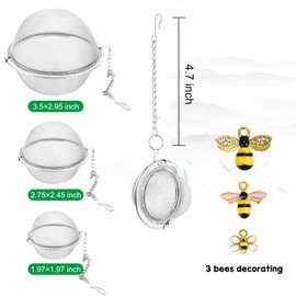 Stainless Steel Mesh Tea Infuser,2,2.8,3.5 inch Tea Infuser for Loose Leaf Tea,Tea Ball Tea Steeper for Loose Tea,Tea Diffuser with Honey Bee Pendant 3Piece Set (Bee, 3PC)
